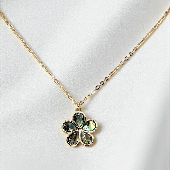 Plumeria Abalone Shell Necklace Paua Shell - Picture 1 of 5
